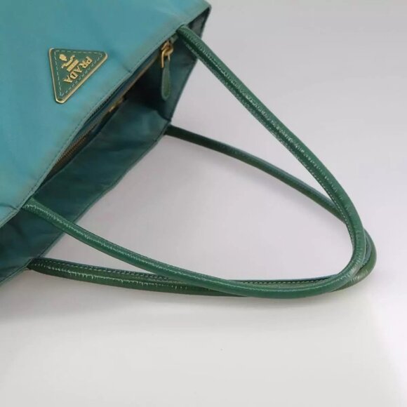 PRADA Tote Bag Nylon Blue Gold Auth - Picture 10 of 15